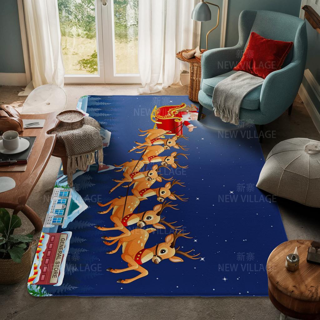 House Entrance Carpet Home Door Mat Living Room Bath Foot Bathroom Non-slip Water Absorption Rugs Bath Merry Christmas Winter
