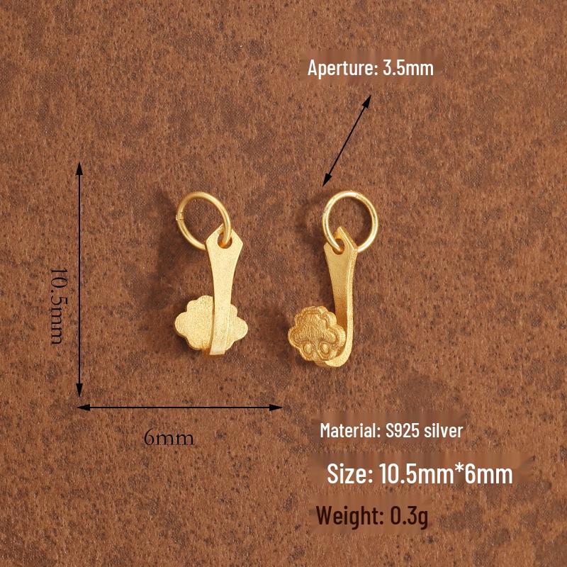 S925 Silver-Plated Gold Four-Leaf Clover Pendant with Zircon and Red Corundum Butterfly