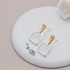 100% 925 Silver Equestrian Jewelry 3 Colors Cute Lovely Design Stirrup Stud Earring