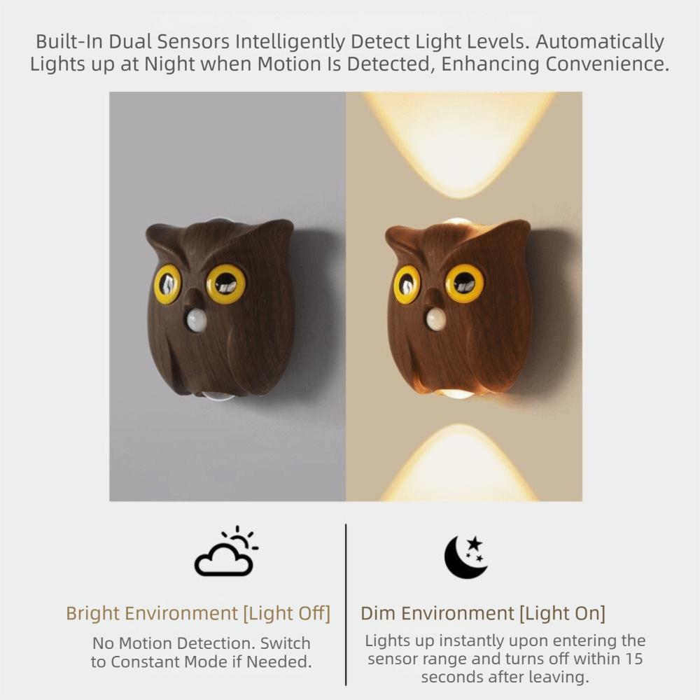 Rechargeable Smart Sensor Night Light Color Wall Lamp Intelligent Charging Owl Table Lamp Magnetic Base Adjustable Brightness