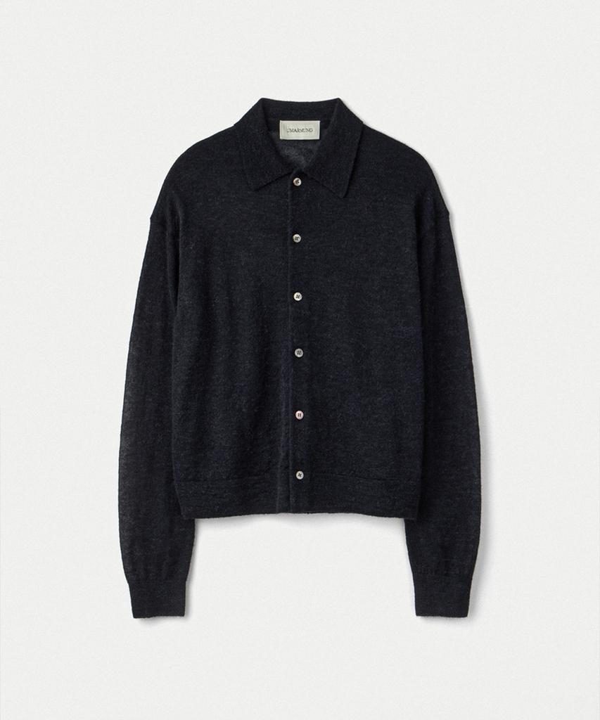 Umarmung Italian Mohair Shirts Collared Cardigan_Black