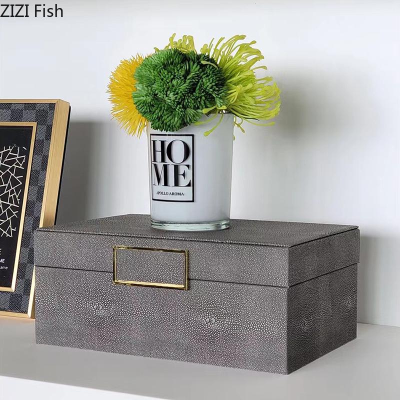 Square Buckle Jewelry Boxes Minimalist Leather Cosmetic Jar Dresser Table Desk Decoration Home Exquisite Jewelry Storage Jar