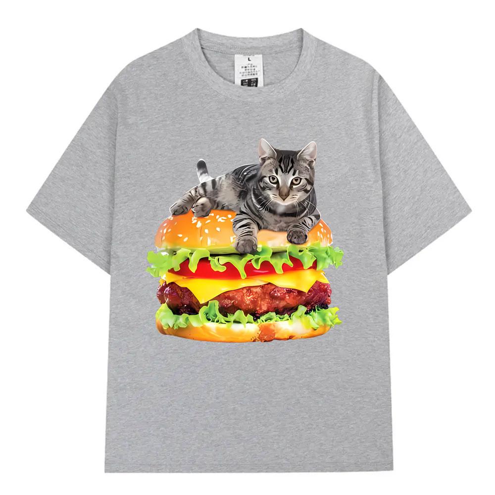 Hamburger Funny Cat Funny Meme TShirt Unisex Women Casual Fashion Vintage T Shirts Summer Cotton Oversized Short Sleeve Tshirts