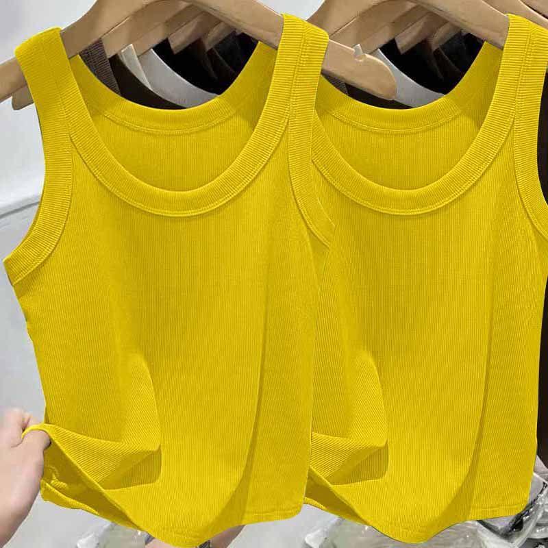 Geripptes Camisole-Oberteil aus Eisseide für Damen mit U-Ausschnitt und Spaghettiträgern für Frühling und Sommer