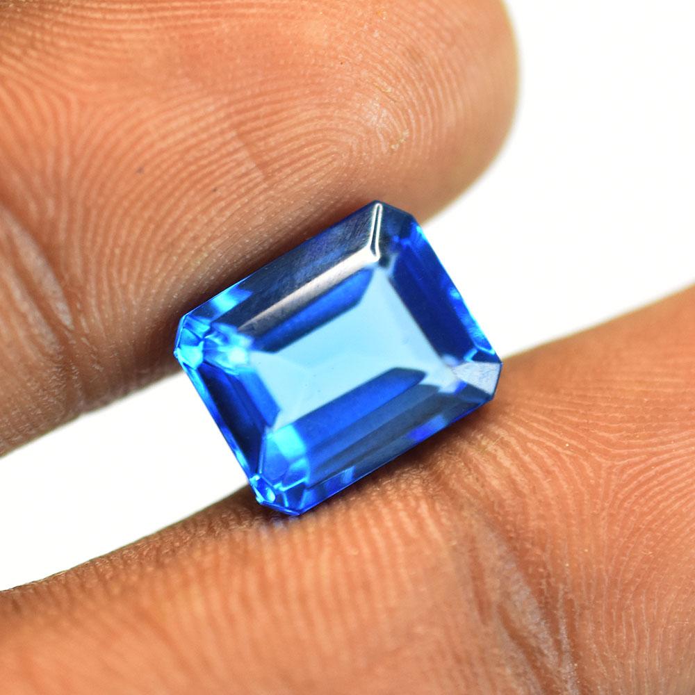 Natural Blue Sapphire Emerald Cut 7.45 Ct Certified Flawless Loose Gemstone