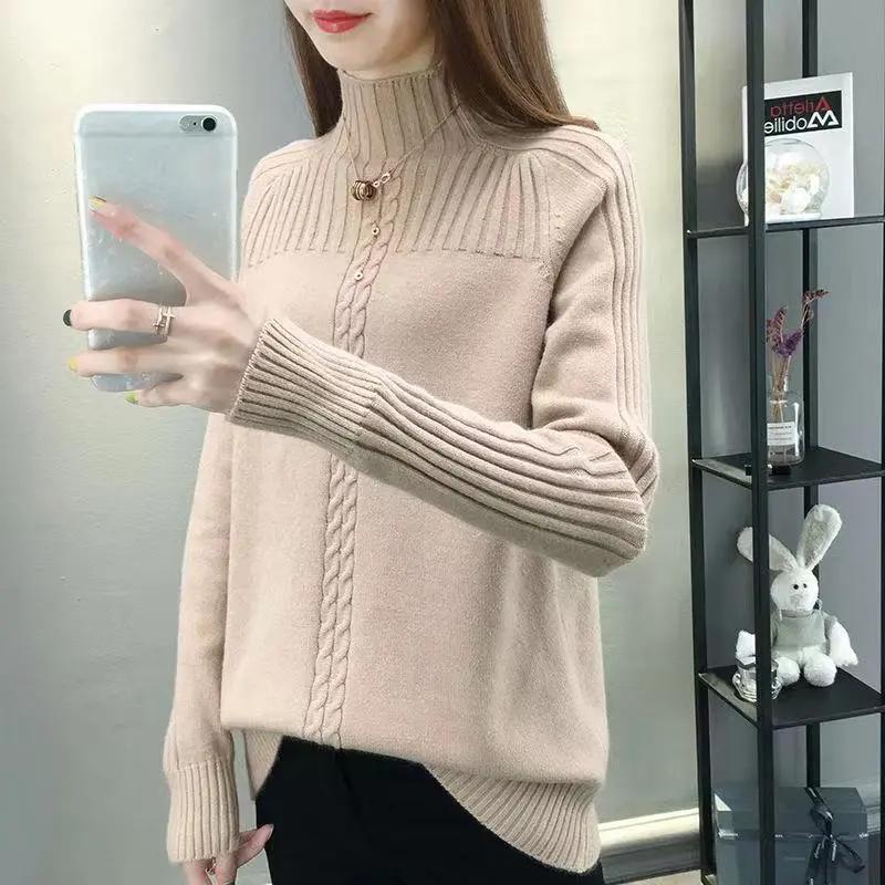 Bow Doll Collar Striped Base Shirt Autumn Long Sleeved Slim Fit Sweet Anti-aging Top Knitted Sweater Women's Clothing