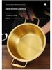 Goldener koreanischer Ramen-Topf aus Edelstahl mit Deckel – Doppelte Ösen, verdickt, ideal für Nudeln, Suppe oder kleine Eintöpfe.