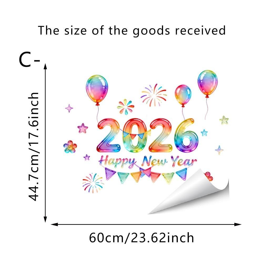 Self Adhesive Festival Party Sticker 2026 New Year Electrostatic Glass Sticker Window Decoration