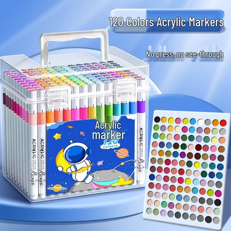 Children's Acrylic Watercolor Marker Set - Waterproof, Opaque, Overlapping Colors in Gift Box