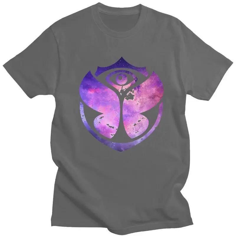 2025 Własny Przystojny Fioletowy Koszulka Tomorrowland Męska z Krótkim Rękawem Miękka Bawełniana Koszulka Nadruk Modne Koszulki