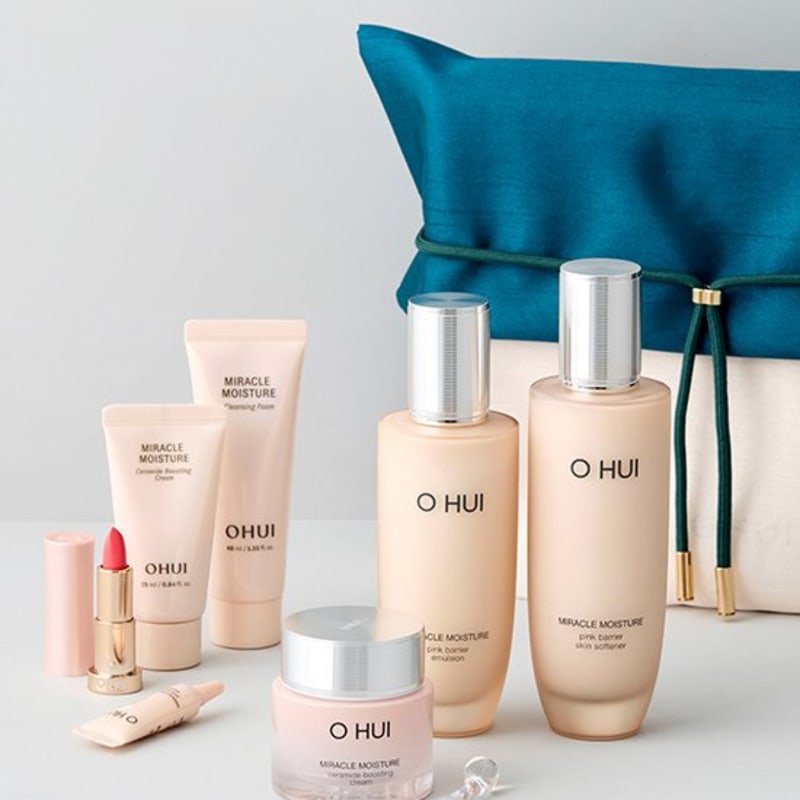 [Ohui] Miracle Moisture Pink Barrier 3-type plan (4 types including Skin 150ml + Emulsion 130ml + Cream 30ml + Mini Lipstick)