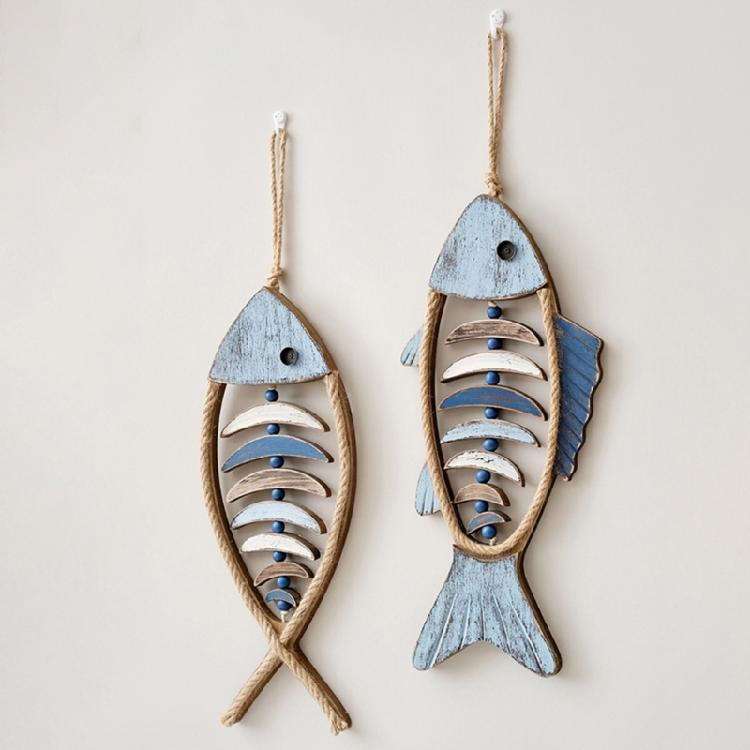Wood Fish Wall Decorations Handcarved Fish Ornament for Farmhouses Office