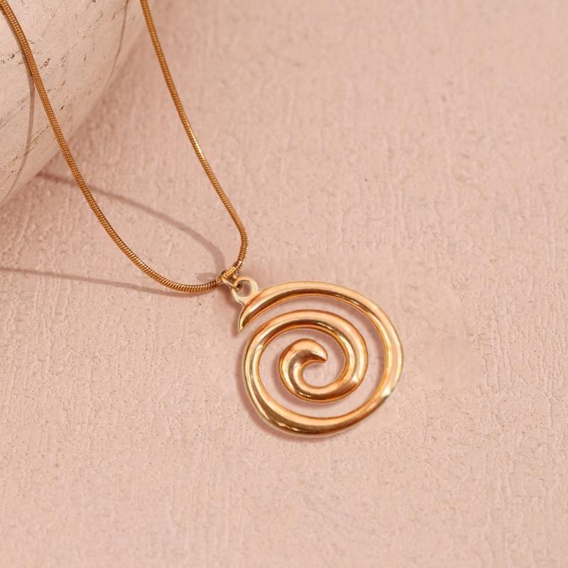 Swirl Pendant Necklace Round Circle Clavicle Chain Accessory Adjustable Length Choker Unique Jewelry for Women Girls