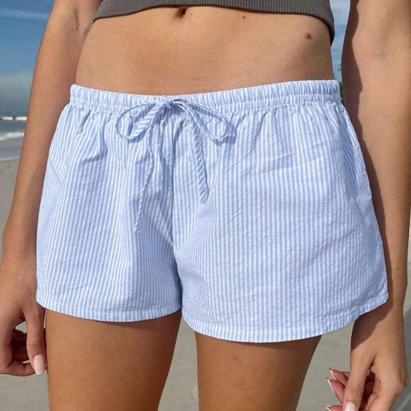 

American Minimalist Daily Loose-Fitting Loungewear Casual Shorts Blue L