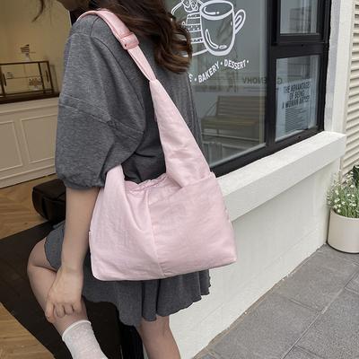 2025 New Korean Nylon Tote Bag Women's Canvas Bag Underarm Shoulder Bag Simple Large-capacity Casual Shopping Bag