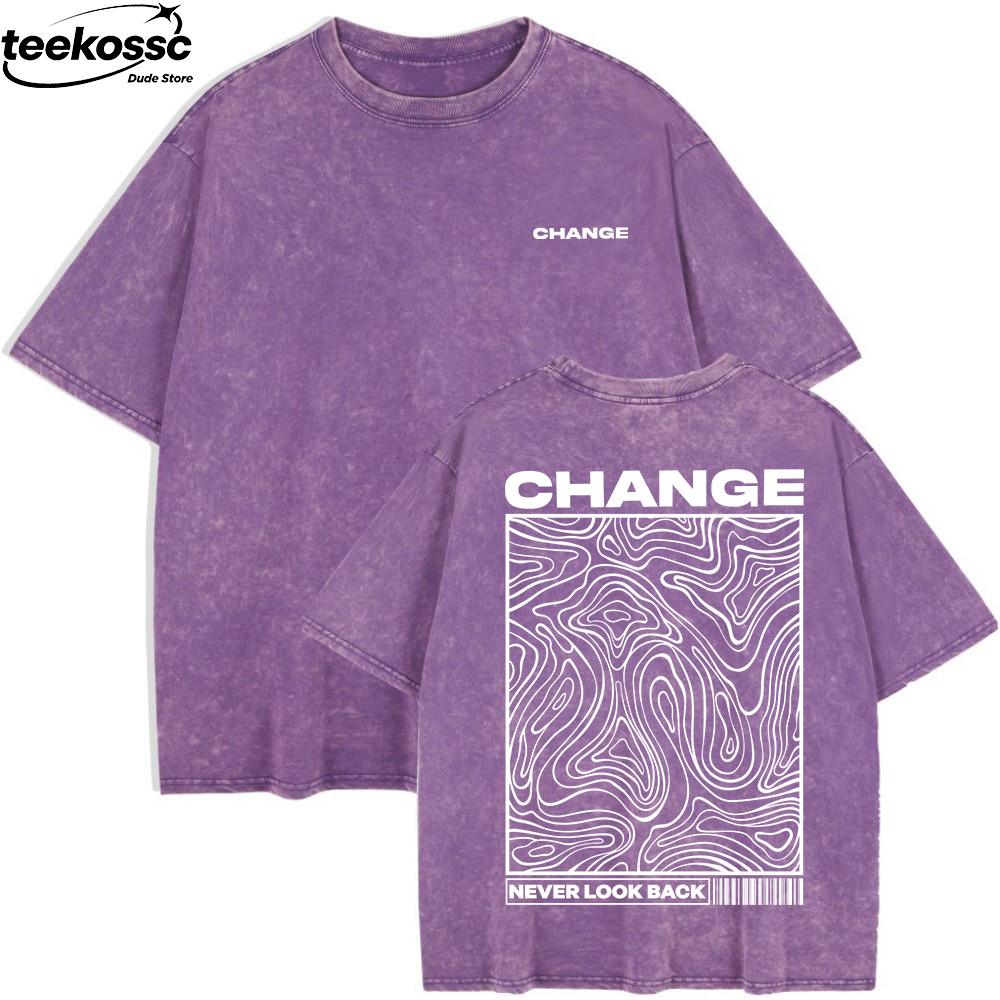 Change Never Look Back Printed Laundry Tshirt Womens Cotton Wide Tshirt Summer Short sleeved Top Casual Oneck Clothing