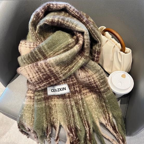 Women's Winter Imitation Cashmere Scarf - White Mohair Shawl Neck Warmer