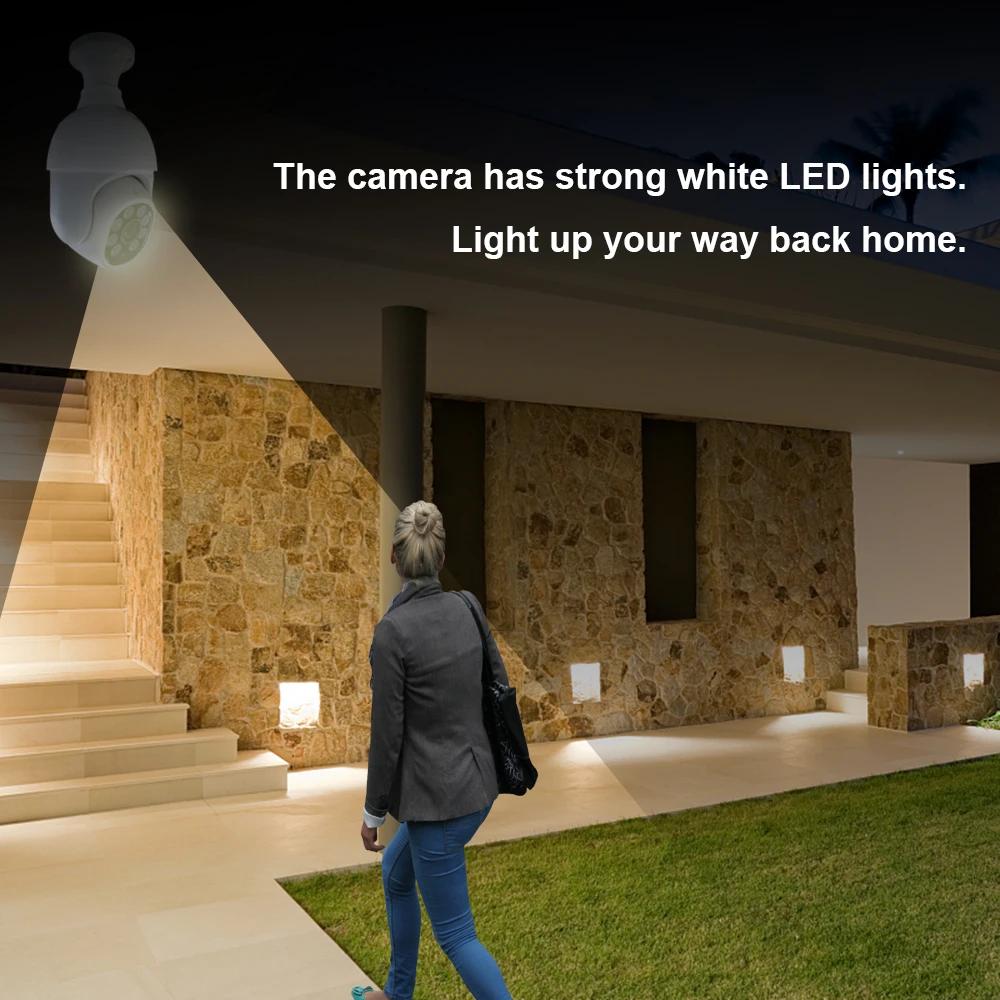 5MP E27 Bulb WiFi IP Camera Smart Home Tuya  AI Human Motion Detect Full Color Night Vision Outdoor Security Surveillance Cameras