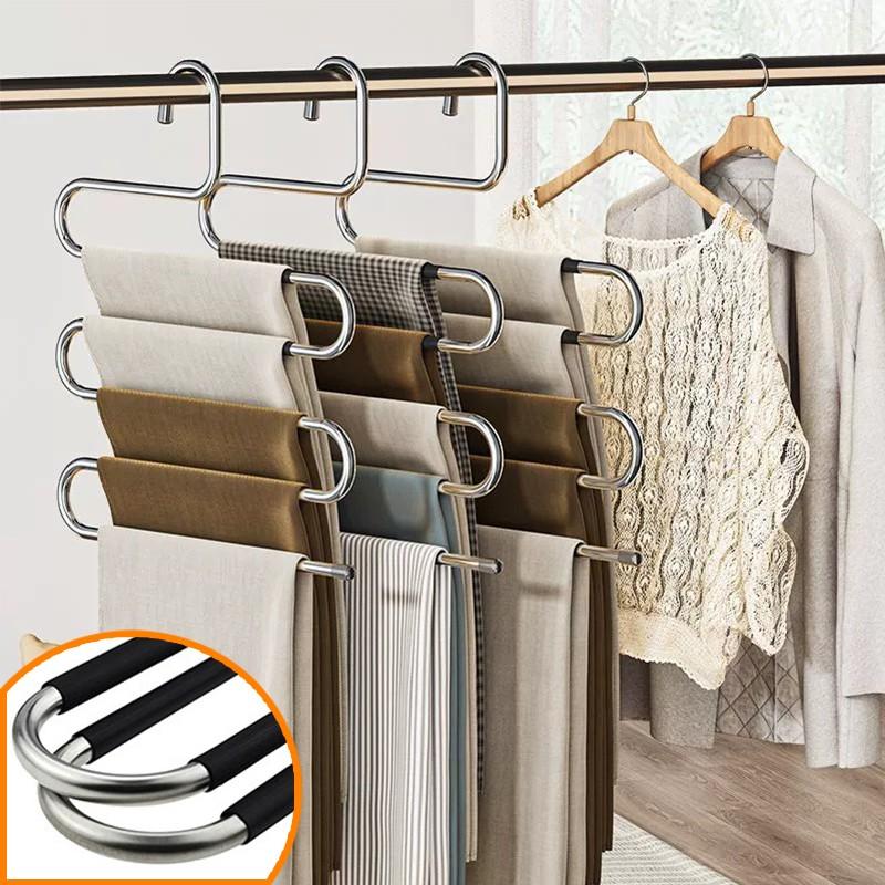 1/3Pcs Hangers Space Save Non-Slip Clothes Hangers Stainless Steel Closet Storage Organizer for Pants Jeans Scarf Trousers