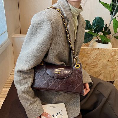 Underarm Bag Women's 2025 Autumn and Winter New Versatile Shoulder Bag Small Fragrant Wind Rhombus Chain Commuter Messenger Bag