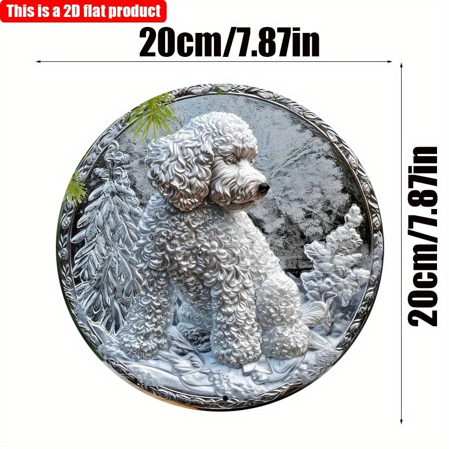 

2D Плоская 20*20см 1шт Милый дизайн белой пушистой собаки Круглая деревянная настенная декоративная тарелка, Идеально подходит для декора клуба и кафе и комнаты и спальни и сада и ванной комнаты, Не нужно 20*20cm