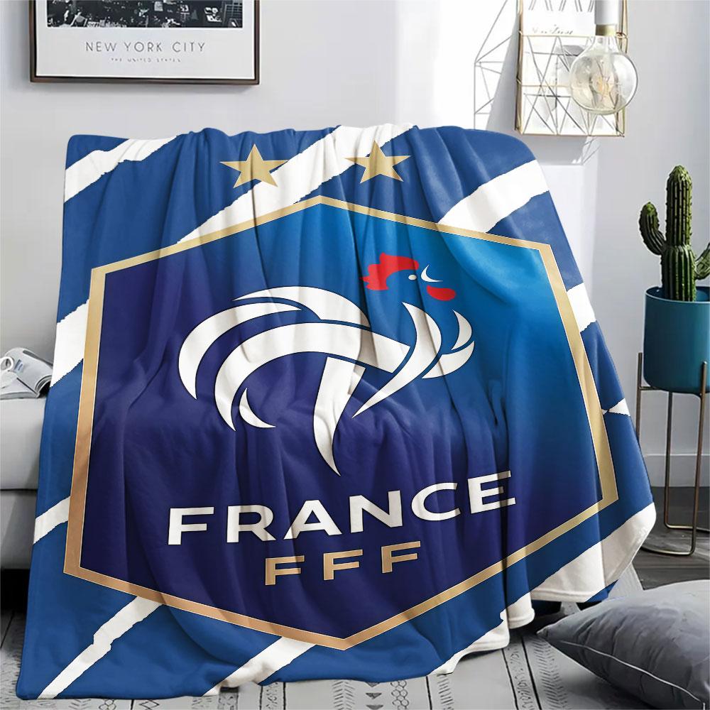 1PC France National Football Team Patterned Flannel Blanket Suitable For All Seasons for Home Decor Warmth and Comfort Gifts Holiday Present
