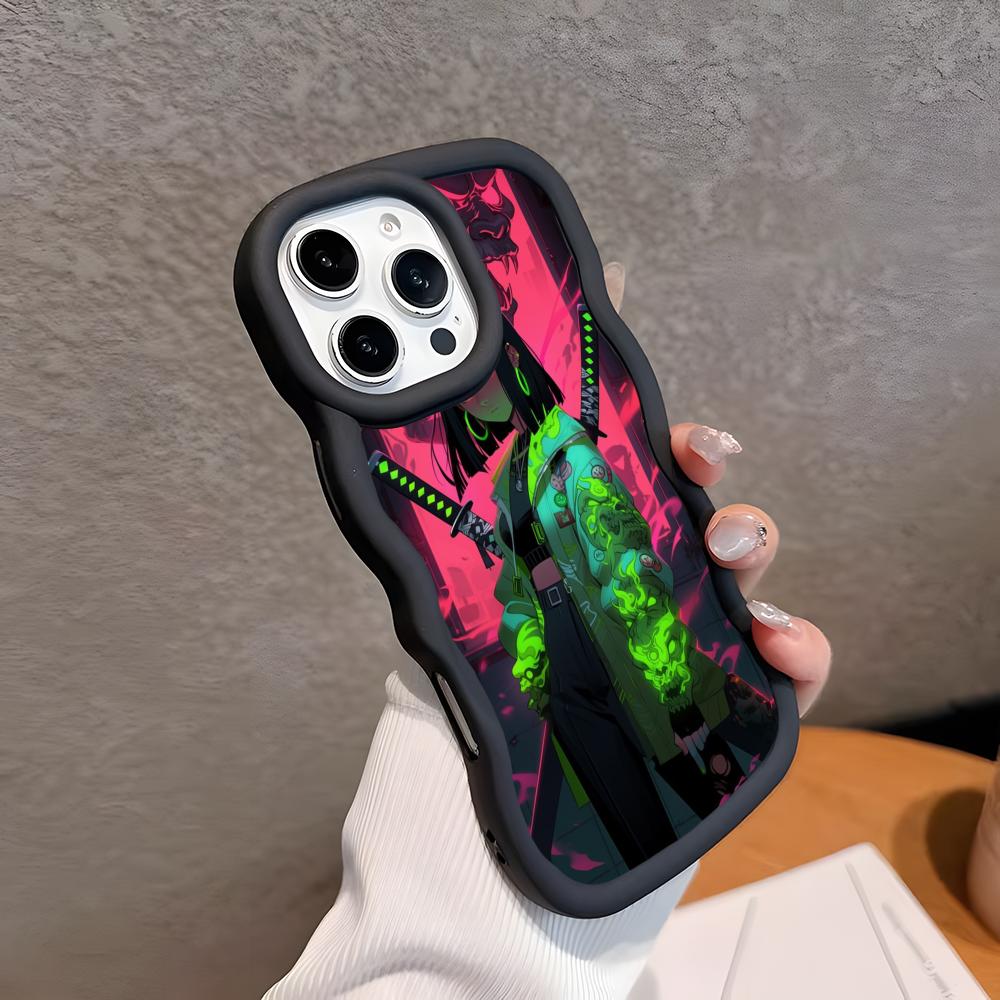 

Anime Girl Mobile Phone Case for iPhone 17 16 15 14 13 12 11 Air Pro Max Plus Wavy Edge TPU Colorful Cover Pretty Cover iPhone 11 Pro Max