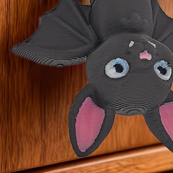 Mini Hanging Bat Figurine 3D Printed Small Bat Statue Halloween Holiday Party Spooky Black Bat Hanger Decoration Ornament