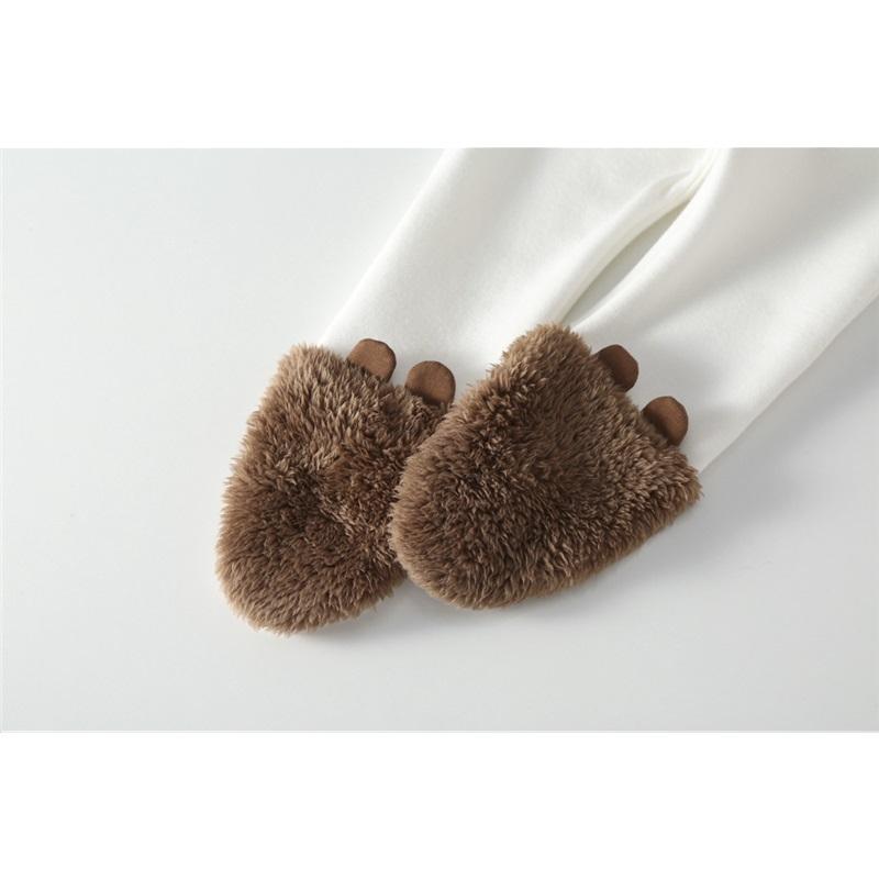 Neugeborenes Baby Bär Kapuzen-Strampler Flauschiger Fleece Plüsch Overall Langarm Cartoon Body für Säugling Winter Outfit