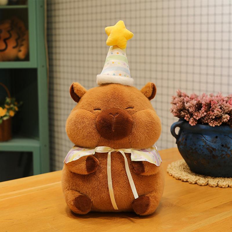 

New birthday capybara doll star birthday hat capybara plush toy cute rag doll ugly cute doll 50cm
