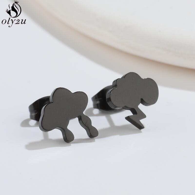 Punk Stainless Steel Lightning Earring for Women Sun Piercing Jewelry Cool Girls Personality Earrings Gifts Accessories
