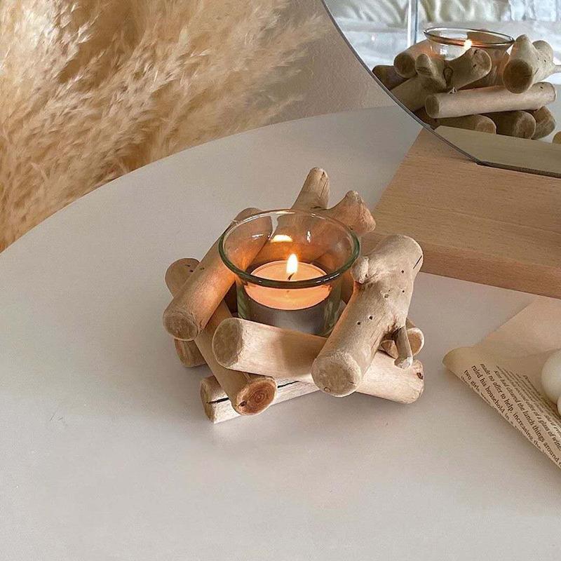 Candlestick Candle Holder 1PC  Flowwood Garden Style Glass Decoration Bedroom Living Room Dining Room Wedding Decoration
