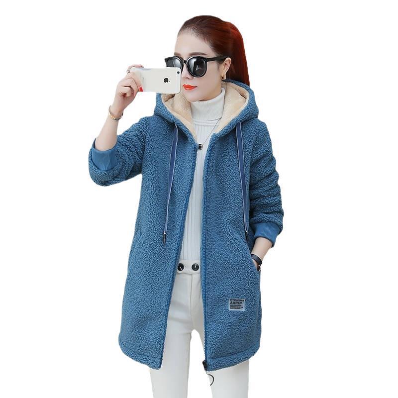 Women's Plush Mid-Length Imitation Lambskin Jacket - New for Autumn/Winter 2024, Loose Korean Style Cardigan