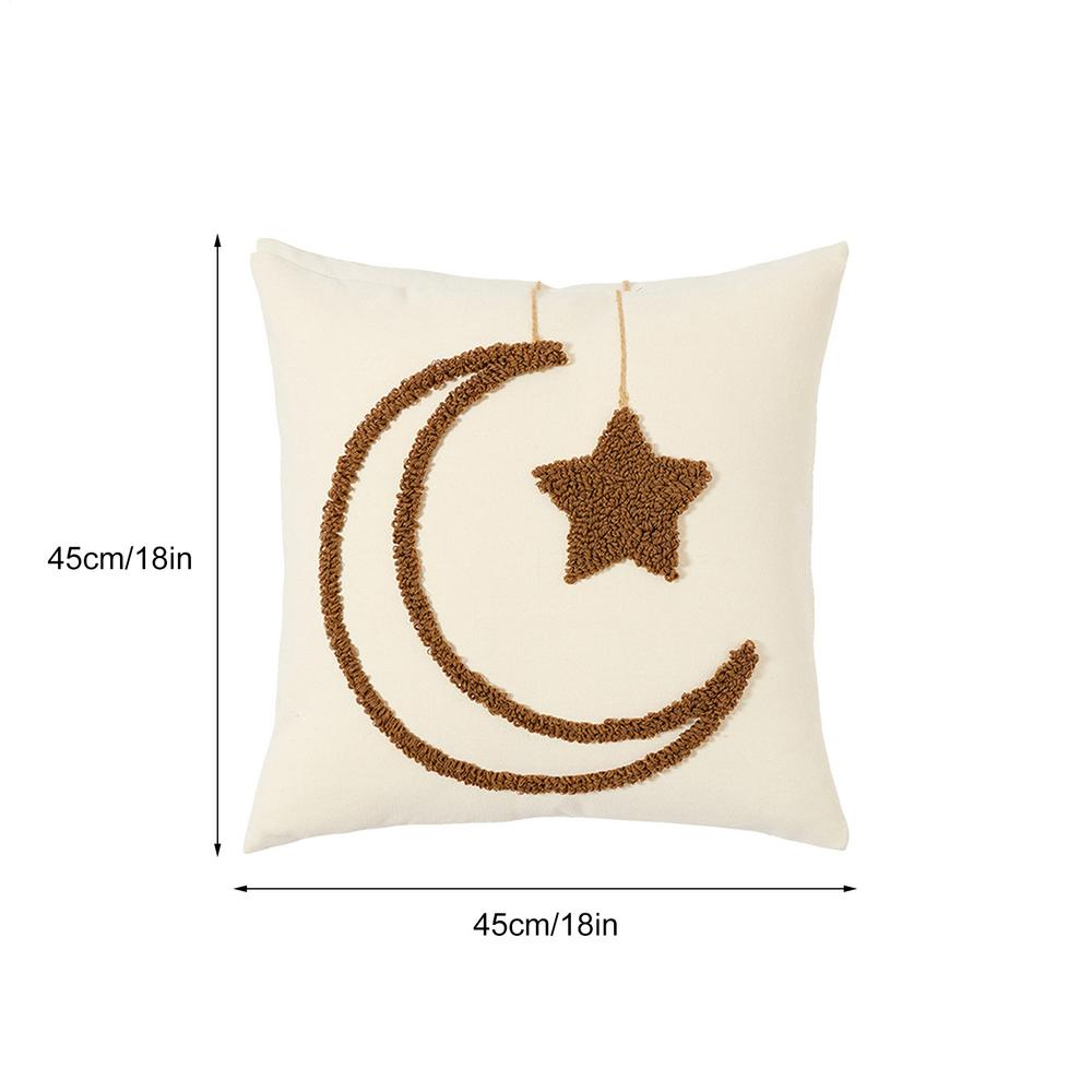 

Moon Star Pillow Cover Ramadan Plush Cushion Cover Pillow Cover 18x18 inch Decorative Pillow Cover for Bedroom Living Room Sofa