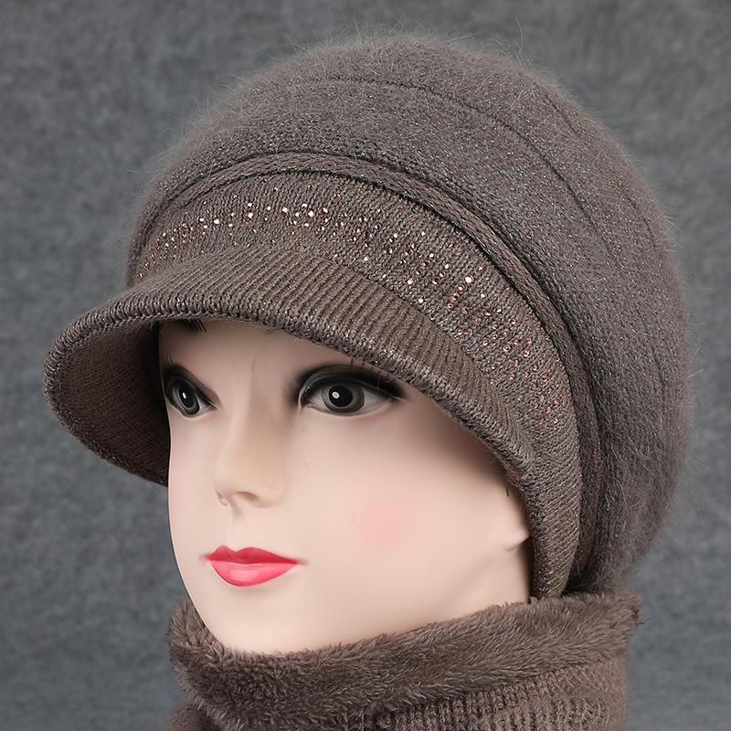 

Wool cap children autumn and winter warm rabbit hair beret ear protector cotton hat knitted hat one size elastic