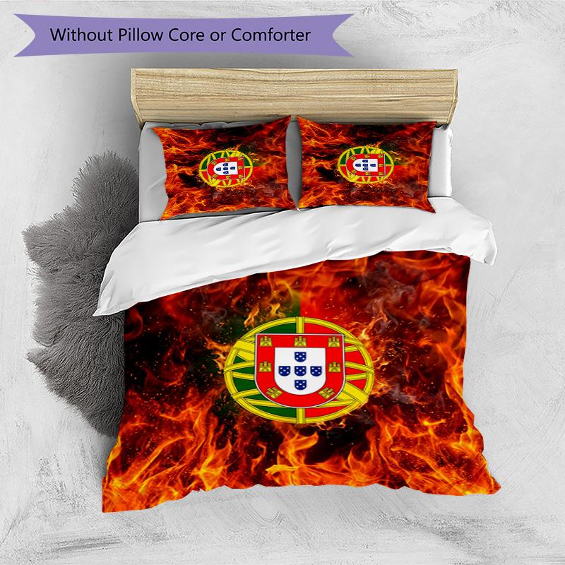 Set Biancheria da Letto Stampata Calcio Portogallo 3 Pezzi Set Copriletto Traspirante Accogliente come Regalo per la Casa Nuova o per le Feste