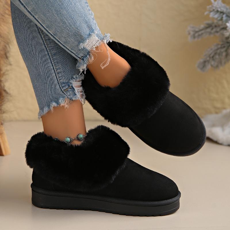 Móda 2025 Plyšové Teplé a Pohodlné Protiskluzové Bačkory Dámské Zimní Polstrované Plyšové Kulaté Muffinové Dno Volnočasové Sněhule.