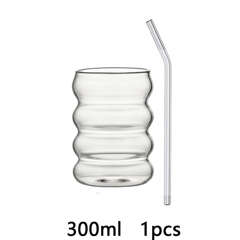 

1/2/4 шт. волнообразные стаканы для напитков с соломинками, винтажные стеклянные чашки, стаканы для сока, пива, вина, шампанского, коктейля 300-500ml