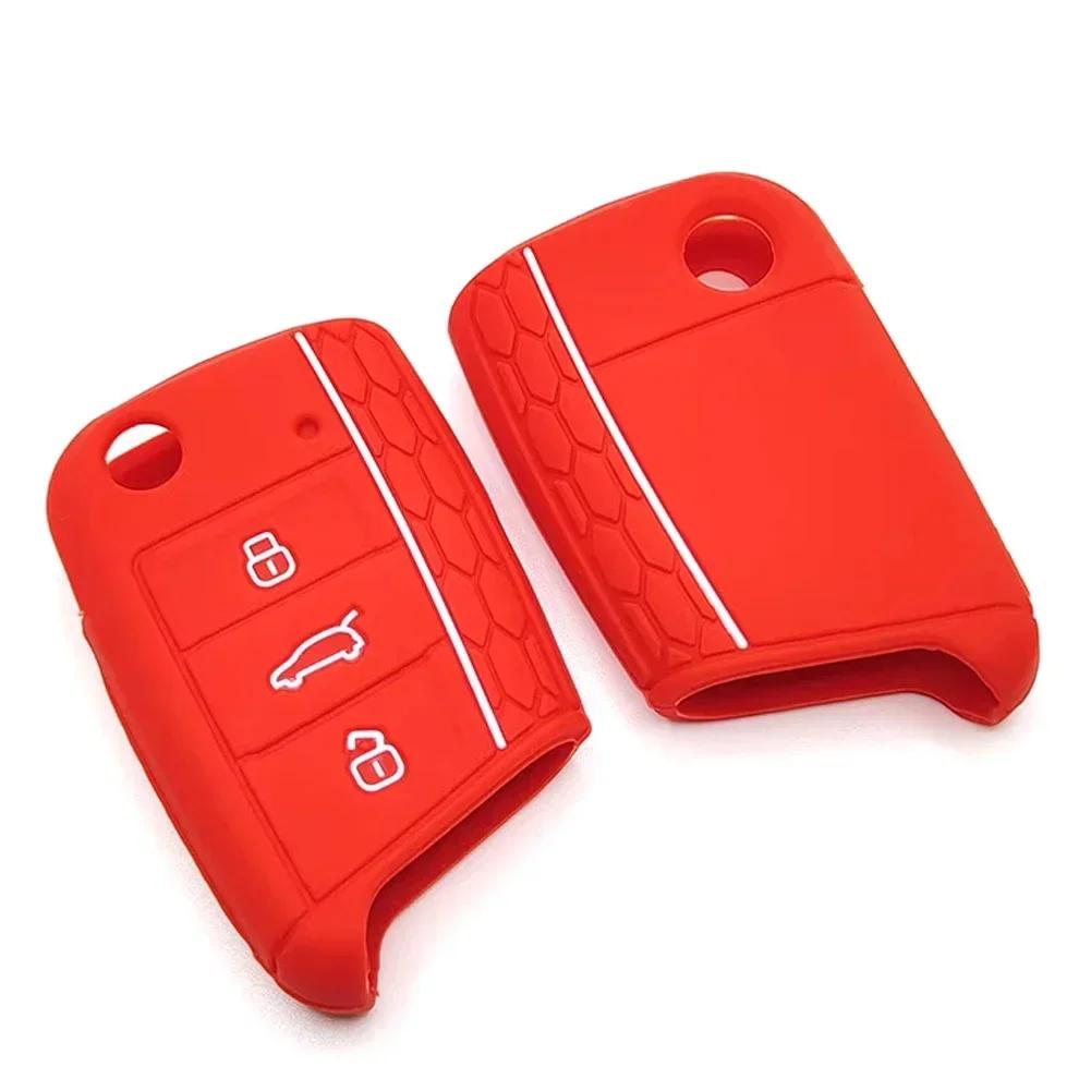 Silicone Car Key Cover Case For Volkswagen VW Golf 7 Polo Tiguan Kodiaq Karoq mk7 Skoda Octavia A7 SEAT Leon Ibiza Fob 3 Buttons