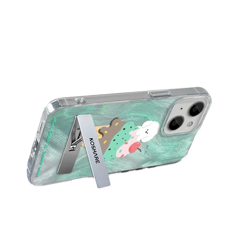 Suitable for Apple 15 Mobile Phone Case Summer Iphone14 Cute Ice Cream Animal Stand Chain 13 Feather Yarn 12 Women