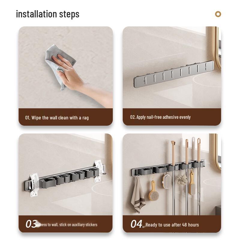 Punch-Free Wall-Mounted Mop & Broom Organizer