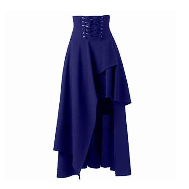 

Solid Color Tied Irregular Skirt Women Solid Tether Irregular Slit Skirt Dark Blue XXL