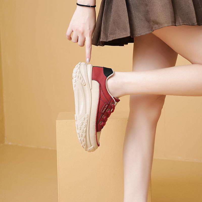Autumn new ins student casual street shoes platform heightening board shoes HY 35 бордовый
