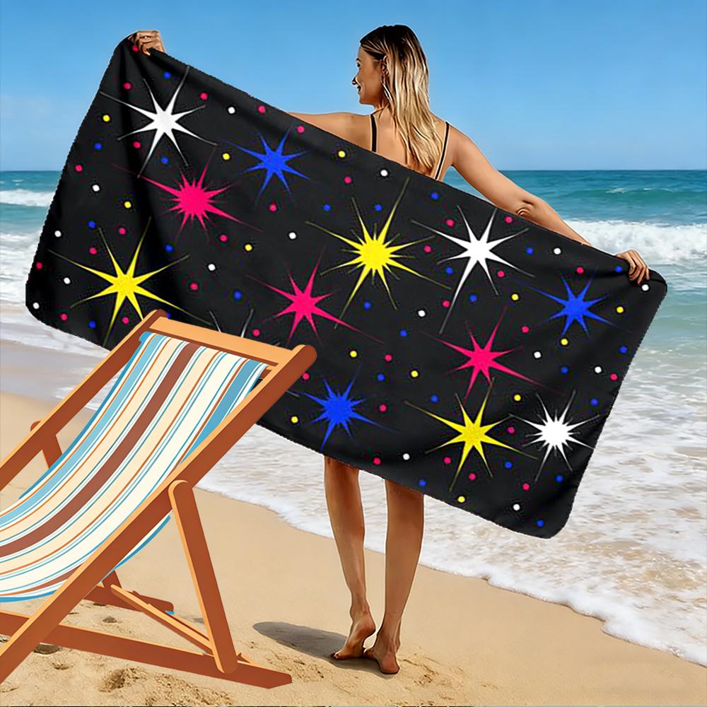 Colorful Starry Pattern Towel Beach Towel Quick-drying for Travel Outdoor Sports Jogging Beach and Swimming