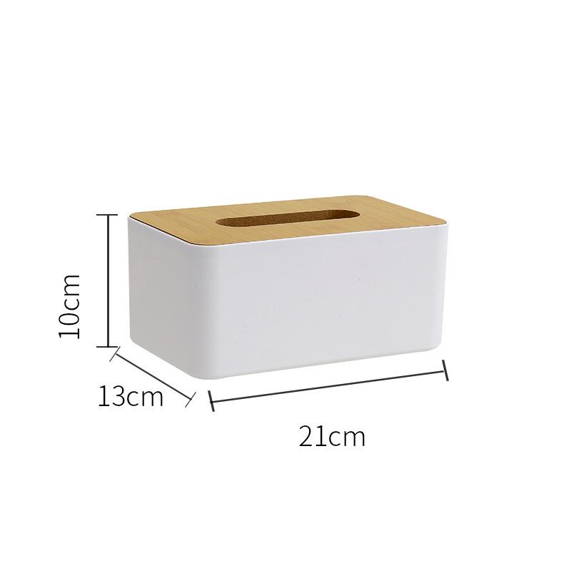 Wood Grain Tissue Box with Remote Control Holder and Pen Compartment for Coffee Table or Living Room Use