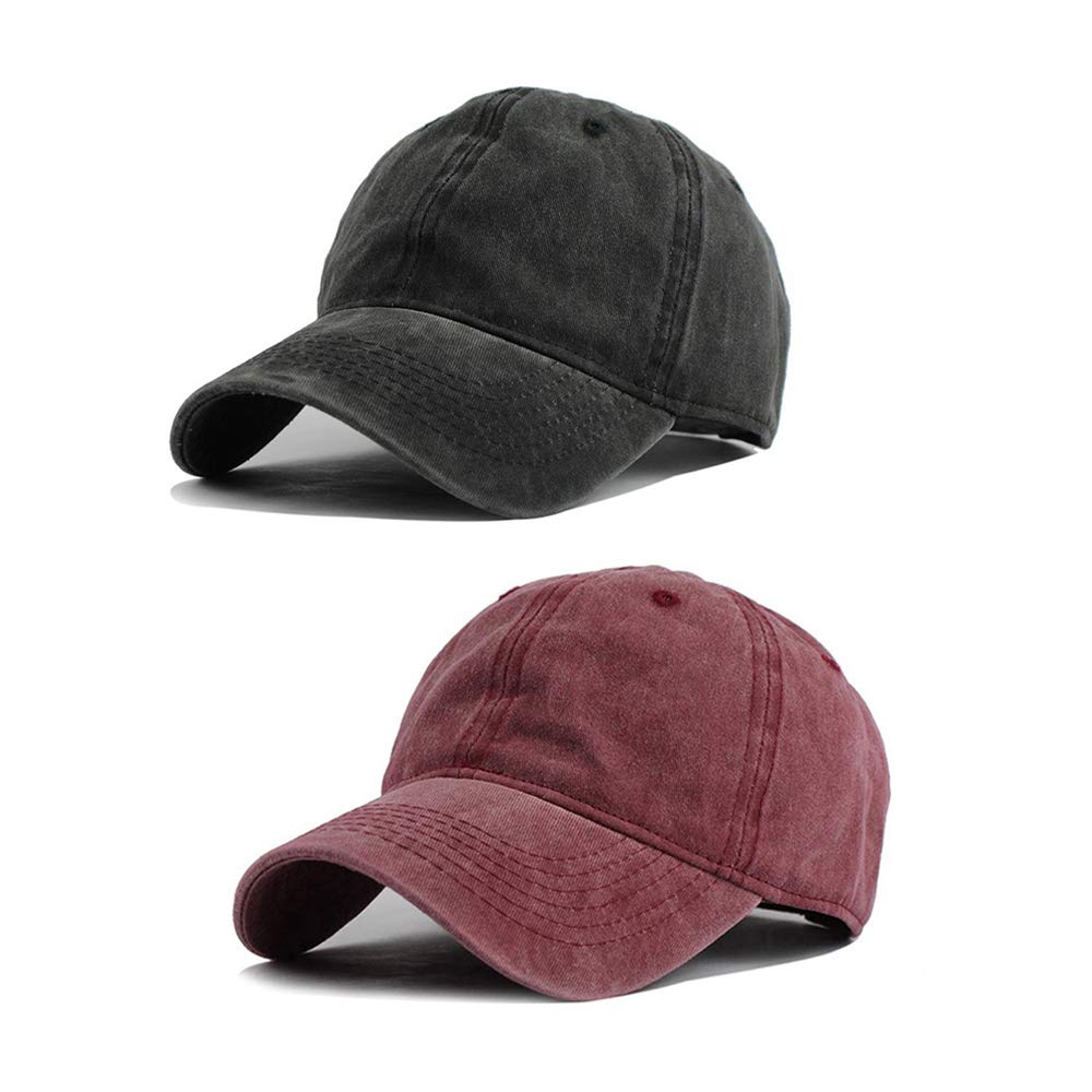 Vintage Distressed Denim 6-Panel Baseball Cap with Customizable Logo Curved Brim Ready To Ship for Unisex