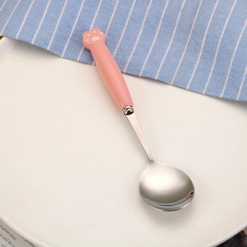 Ins Cartoon Bear Dragon Spoon Fork Chopsticks Cutlery Set for Children Kids School Cute Portable Stainless Steel Tableware