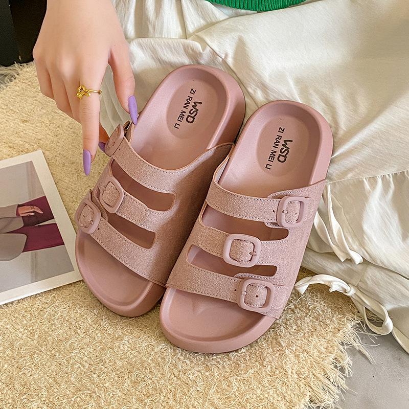 Thick-bottomed Open-toed Cool Slippers for Women's 2025 Summer New Retro Versatile Outer Wear One-pedal Casual Slippers