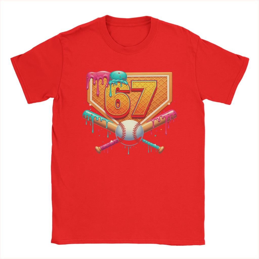 Baseball Drip Number 67 Player Or 67th Birthday Men's T Shirt  Casual Tee Shirt Short Sleeve T-Shirts  Cotton Gift Idea Clothing