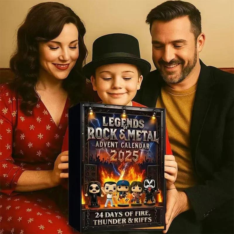 Rockový a Metalový adventní kalendář Vánoční dárky 2D plochý akryl Ikona hudební postavy Je vhodný pro dárky fanoušků rocku a metalu